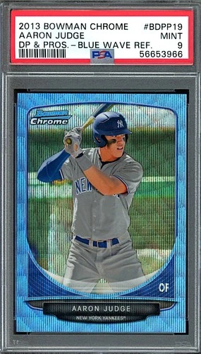 2013 Bowman Draft Chrome #BDPP19 Aaron Judge Blue Wave Refractor Rookie PSA 9