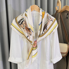 100 Twill Silk Scarf Bandanna Square 88X88cm Shawl Wrap horse Print new