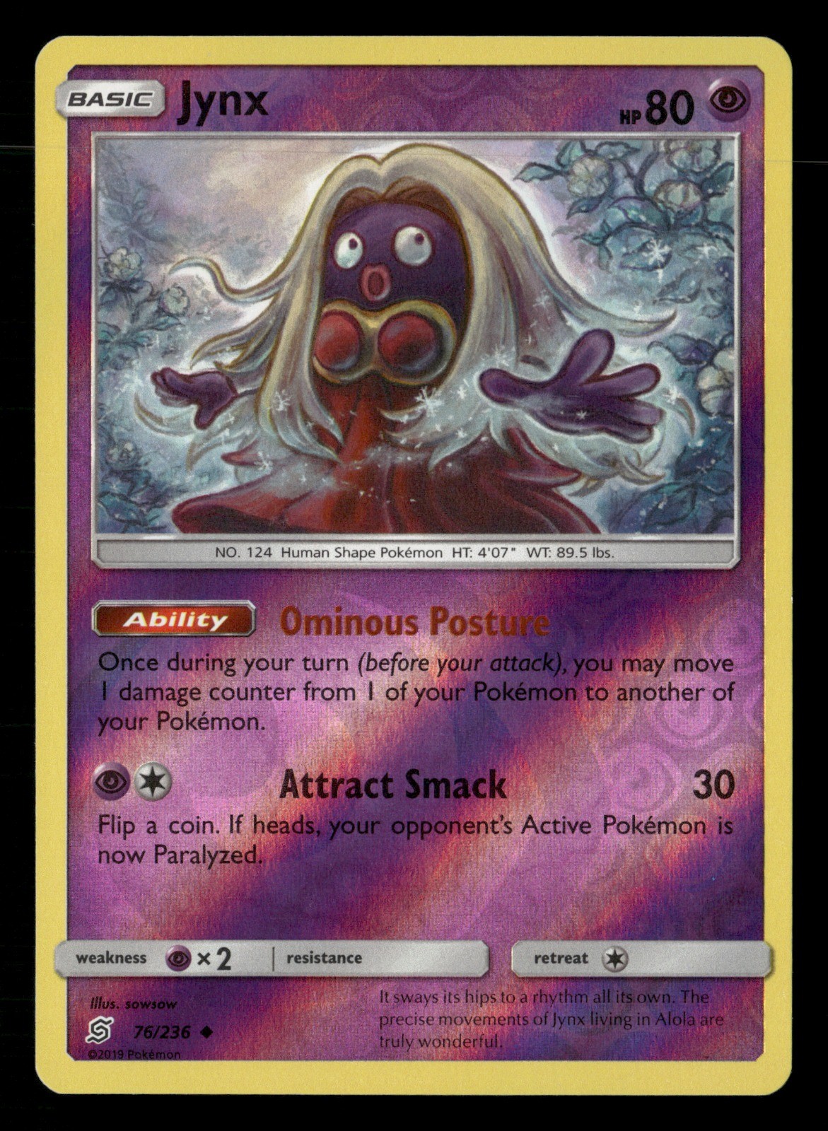 Jynx Reverse Holo SM - Unified Minds 76/236 LP Pokémon TCG