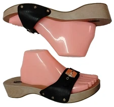 Women's Size 10 DR. SCHOLL'S Classic Black Slides Sandals True Comfort