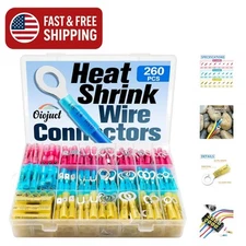 Versatile 260Pcs Copper Wire Connector Kit - Waterproof Spade and Butt Types