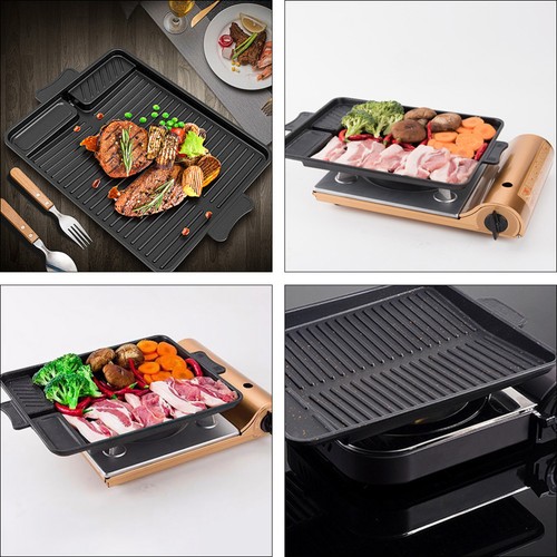 1Pz Padella per Barbecue in Lega di Alluminio Pratica Griglia BBQ Strumento (Nero) - Foto 7 di 12