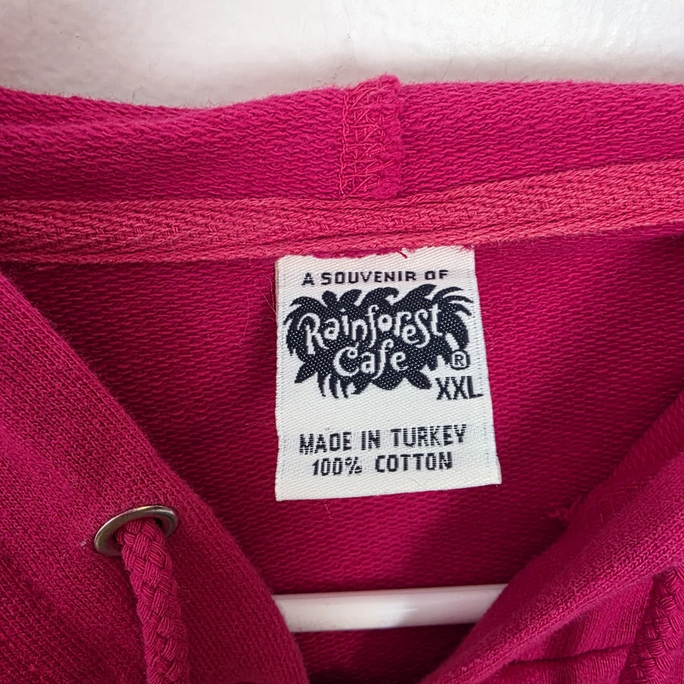 Rainforest Café Orlando Años 90 Y2K Kidcore Retro Rosa Chaqueta con Capucha Talla 2XL Foto 4 de 4