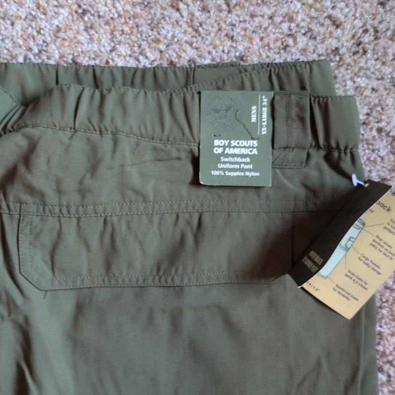 Boy Scouts of America Switchback Uniform Pants Men's XXL -34 Green Nylon
