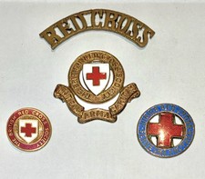 Vintage British Red Cross Society Badge Group Cap Badge, Shoulder Title Junior