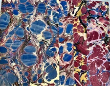 Lot of 4 Hand Marbled Paper Sheets 19" x 12.5", Bookbinding, Crafts, Art