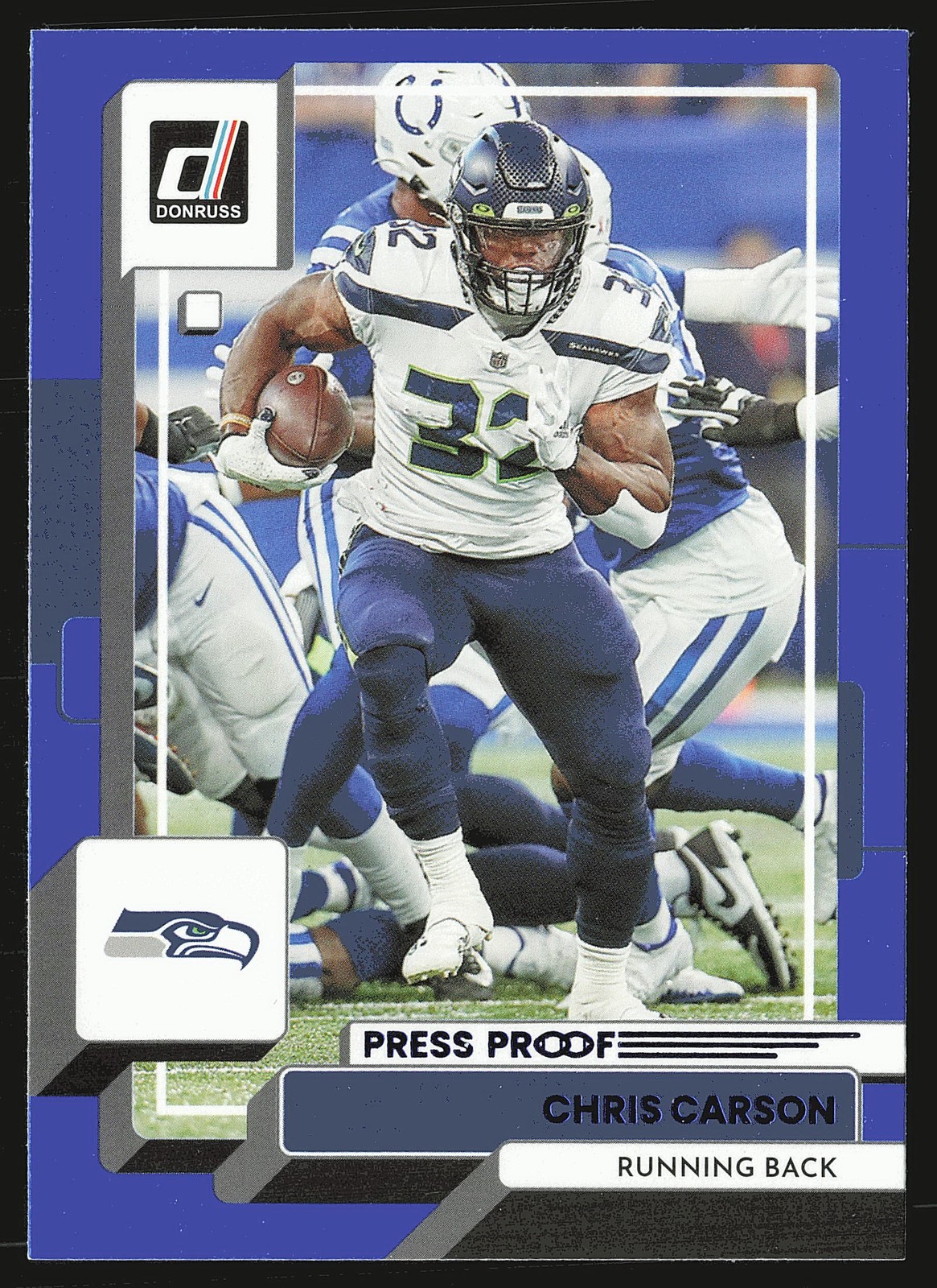 2022 Donruss #33 Chris Carson Blue Press Proof