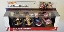 Hot Wheels MARIO KART Die-Cast 4 PACK TANOOKI MARIO TOADETTE CAT PEACH TOAD