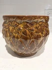 Vintage MCCOY Pottery USA Diamond Quilted 1488 Brown Jardiniere Pot Planter MCM
