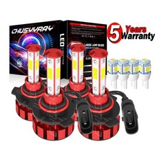 9005 9006 LED Headlights Kit Combo Bulbs 6500K High Low Beam Super White Bright