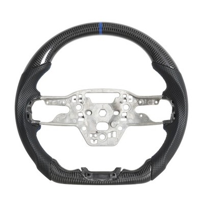 Real Carbon Fiber Sport Steering Wheel For Ford Mustang S650 24-27 Blue Line