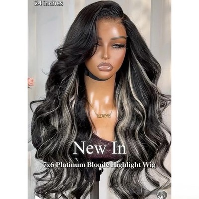 Highlight Welliges Haar Lagenlook Schnitt Kleberlos HD Lace Front Perücken 250%