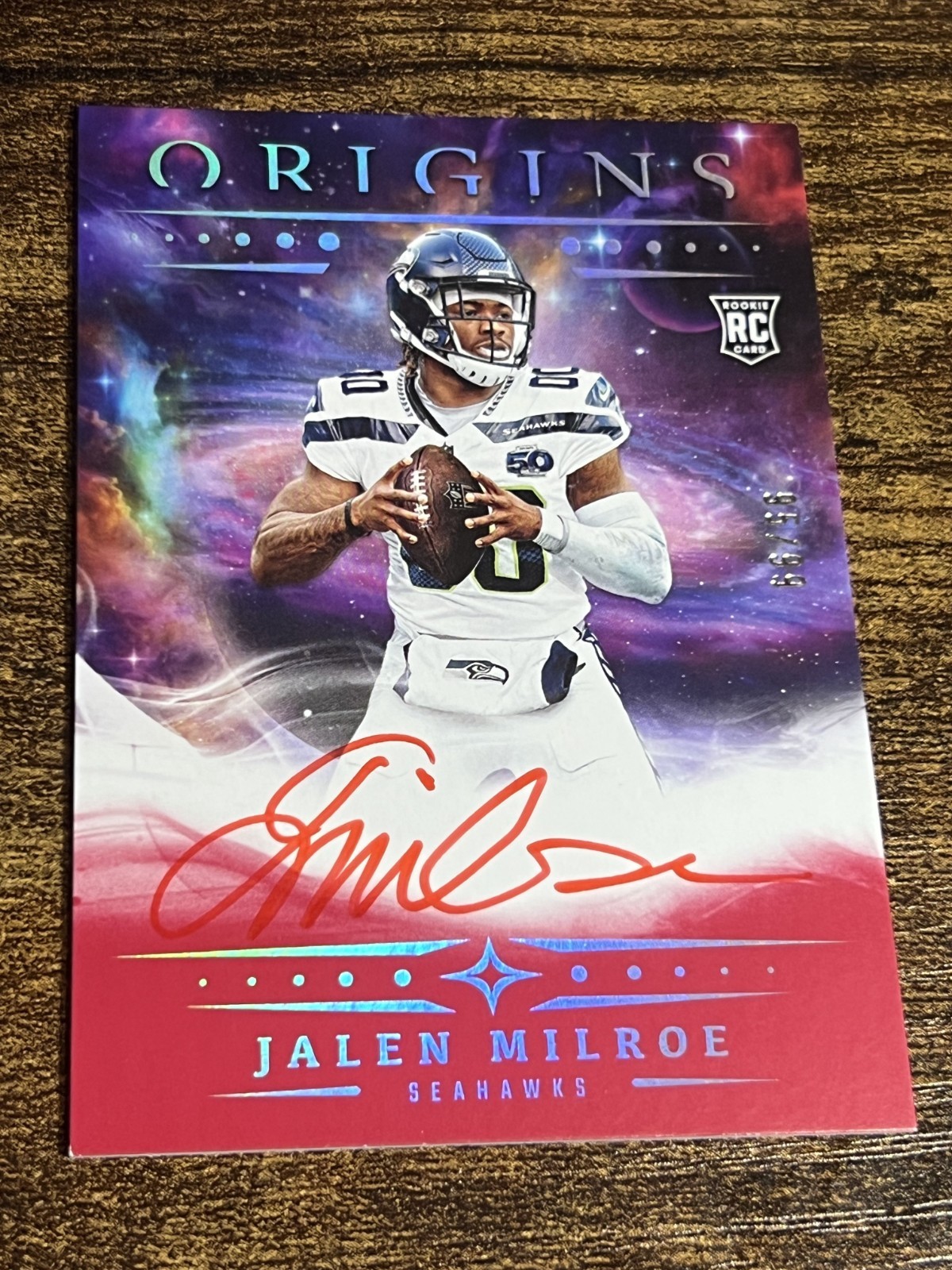 JALEN MILROE 2025 Panini Origins Rookie Red Prizm Auto /99 #RA-JMI