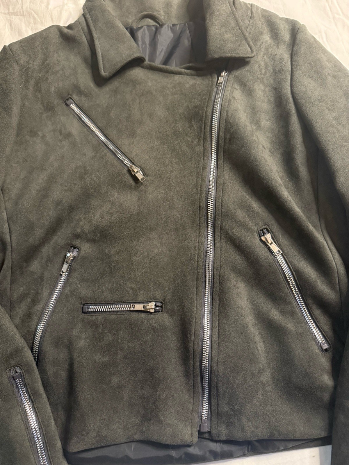 Men's Gray Solid Zip Jacket Size L Regular Multip… - image 2