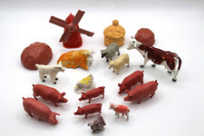 Lot 14 VTG Hong Kong  Other Plastic Farm Animals Cows Goat Sheep Pigs Chicken