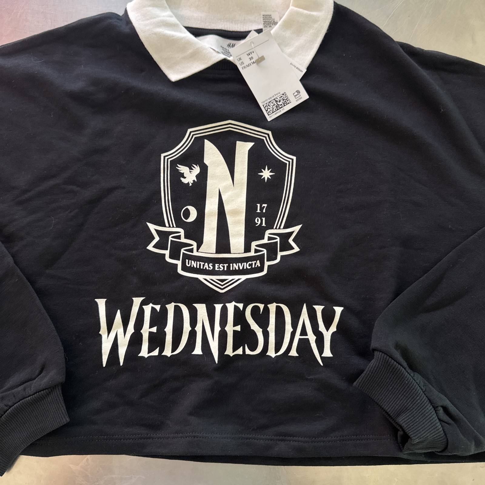 H&M Wednesday Top Size 20 Girls Black Sweatshirt thumbnail 2