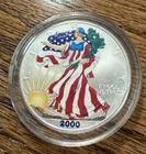2000 American Eagle Walking Liberty Colorized 1 Oz Fine Silver One Dollar.