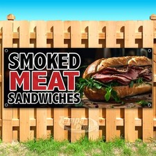 SMOKED MEAT SANDWICHES Advertising Food Snack Vinyl Banner Flag Sign USA SB10760