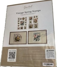 Essential Stencil Vintage Spring Stamps Rub-On Transfer Set 2 Sheets 12"x16" New