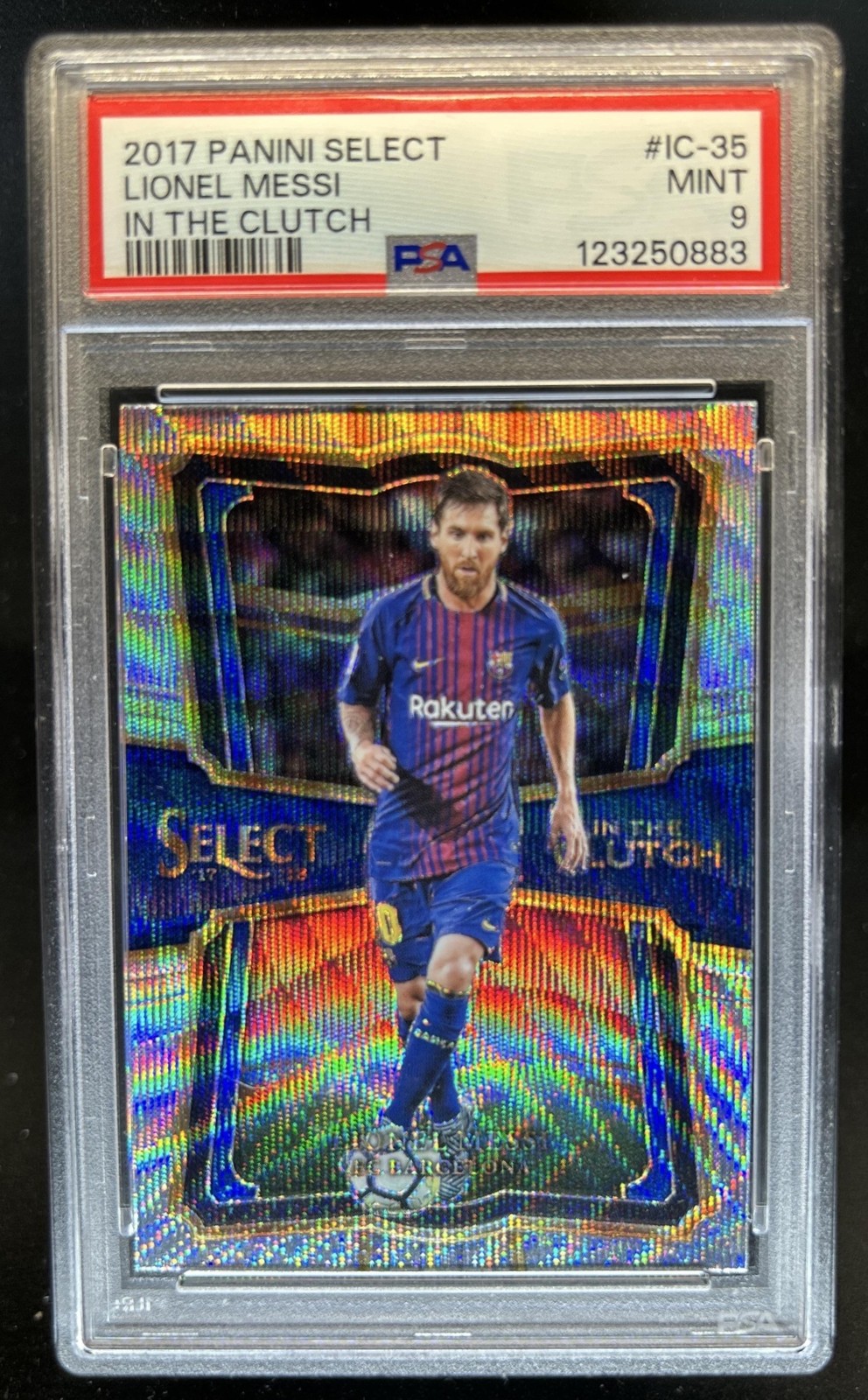 2017 Panini Select Lionel Messi In the Clutch #IC-35 Barcelona PSA 9