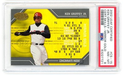2002 Leaf Certified Skills Ken Griffey Jr Mirror Gold 24/25 PSA 8 Jersey # POP 1