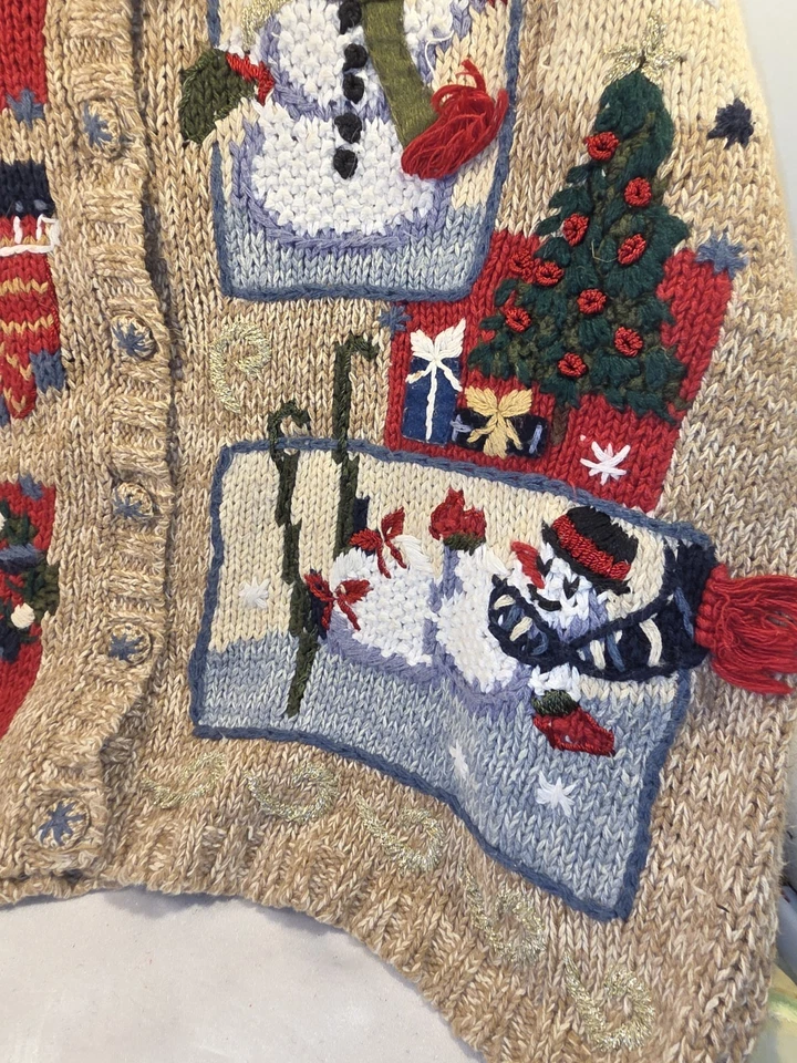 Chaleco Suéter Feo Navidad Coleccionables Reliquia De Colección Talla Grande 19" P To P  Foto 2 de 4