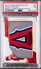 2018 PANINI IMMACULATE IMMACULATE JUMBO SLEEVE PATCH #SO SHOHEI OHTANI 1/5 PSA 7