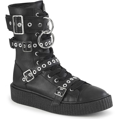 Demonia Pleaser Round Toe Lace Up Calf High Creeper Boot Sneeker 320