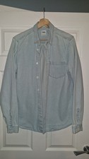 Zara camicia uomo denim taglia euro M blu manica lunga con bottoni