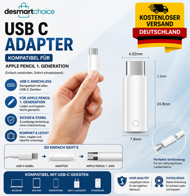 Adapter Für Apple Pencil 1 Auf USB C Und Ipad 10Th Gen, Adapter Lightning Auf US