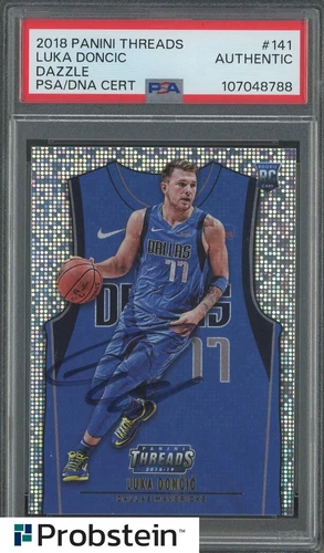 Luka Doncic Signed 2018 Panini Threads Dazzle #141 RC Rookie PSA/DNA AUTO