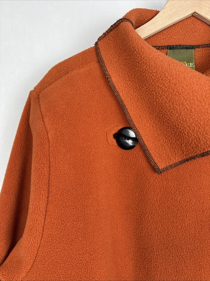 Maralyce Ferree Jacket Womens Large Orange Fleece Coat Wrap Oversized Lagenlook - Image 3 of 4