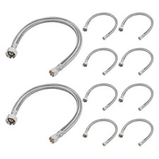10 Pack 16" 1.3 FT Faucet Supply Line, 3/8" Comp x 1/2" FIP, Braided Stainl...