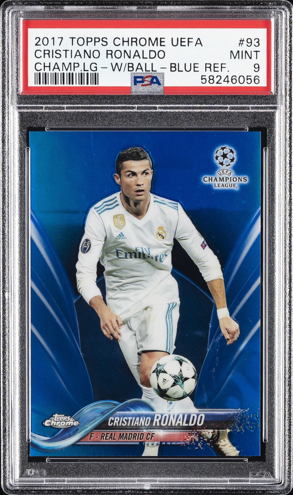 2017 TOPPS CHROME CHAMPIONS LEAGUE #93 CRISTIANO RONALDO #/150 PSA 9
