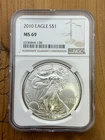2010 NGC MS69 American 1oz Silver Eagle $1  .999