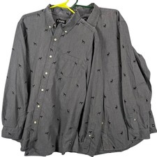 Bundle 2 Chaps Shirts Mens Large Gray Long Sleeve Button Down Dog Moose Workwear