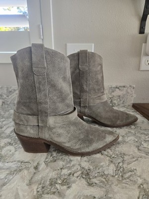 Free People Western Ankle Cowboy Boots Womens Size 38/7.5 Suede Brisbane Gray 