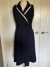 Shelby & Palmer Navy Blue White Border Women's Dress: Size 12