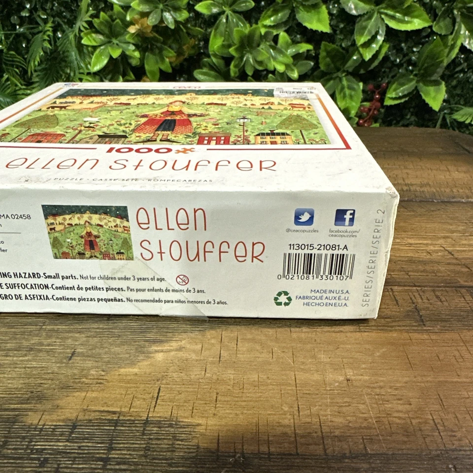 Quebra-cabeça Ellen Stouffer 1000 peças arte popular mulher bandeja casas pássaros animais - Imagem 4 de 4