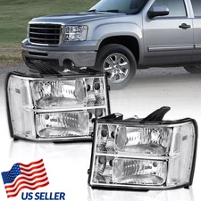 Headlights For 2007 2008 2009-2013 GMC Sierra 1500 2500HD 3500HD Chrome Headlamp