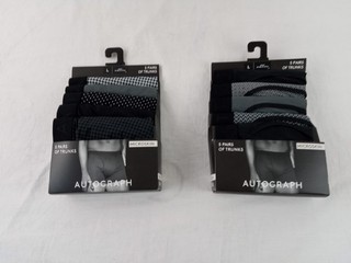M&S Autograph Men's 2pcs Bundle Underwear Size L Black Grey Microskin Trunks New