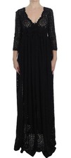 Dolce & Gabbana Black Ricamo Knitted Full Length Maxi Women's Dress