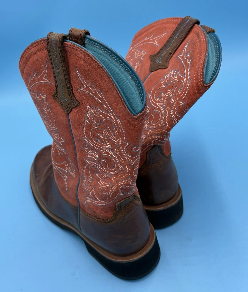 Botas vaqueras de media pantorrilla punta cuadrada para mujer botas de vaquero moda medias botas 9.5B Foto 3 de 4