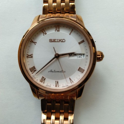 Seiko 4R36-04F0 Jour Date 24jewels Pinkgold Blanc Automatique Montre Hommes - Photo 5 sur 5