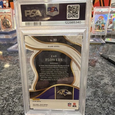 Panini Select Club Level Zay Flowers Rookie Zebra Die-Cut #201 PSA