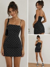 Urban Outfitters Black White Polka Dot Slip Dress Size M