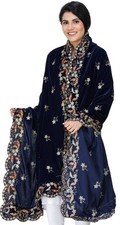Exotic India Amritsar Velvet Dupatta Embroidered Flowers And Sequins Ethnic