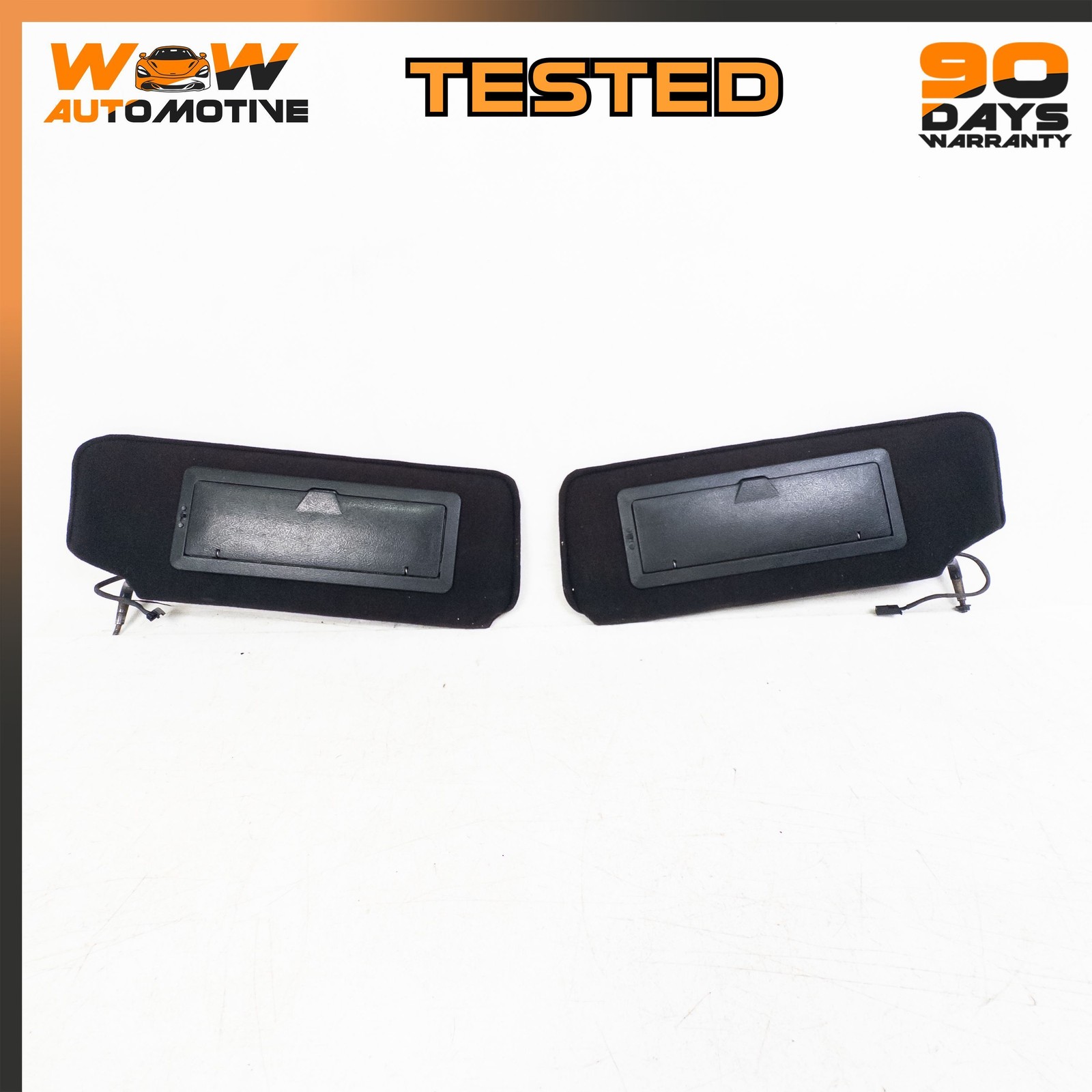 84-96 CHEVROLET CORVETTE C4 FRONT RIGHT LEFT SUN VISOR PAIR MIRROR BLACK SET OEM