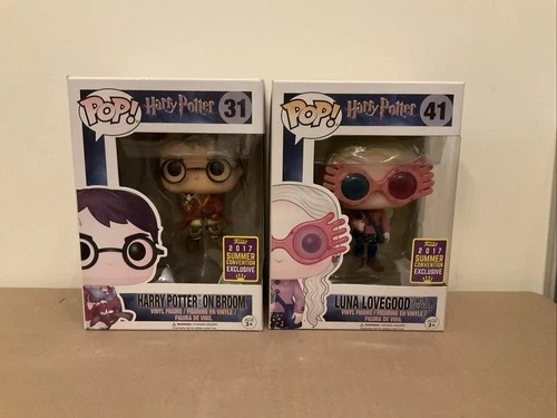 Funko Pop! Harry Potter on Broom #31 & Luna Lovegood #41  2017 Shared Stickers