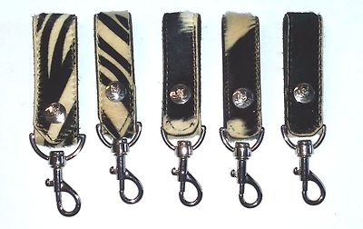 NEW Authentic ZEBRA COW Original unisex key ring KEY FOB zipper pull bag charm 